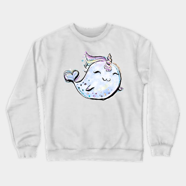 Unicorn Whale, Cute Unicorn Narwal Crewneck Sweatshirt by FitMeShirts